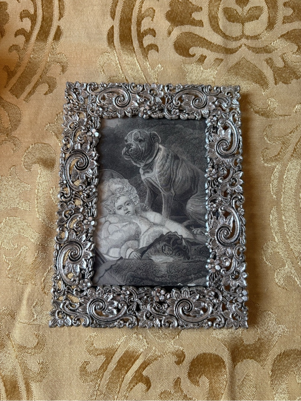Source Unknown Ornate Silver Picture Frame with Floral Scrollwork